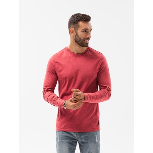 Longsleeve męski bez nadruku - czerwony V3 L131 ze sklepu ombre w kategorii T-shirty męskie - zdjęcie 176276484