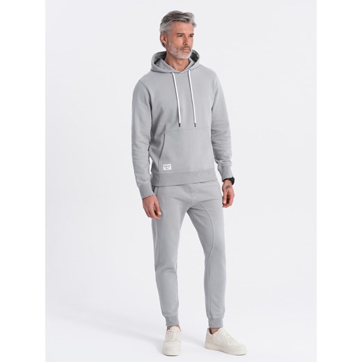Komplet dresowy męski bluza kangurka + spodnie joggery – szary V8 Z81 L ombre