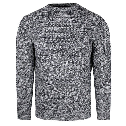 Męski Sweter Dziergany (Knit) - Brave Soul - Melanż Stalowy SWBRSAW24NEUTRONblackecru ze sklepu JegoSzafa.pl w kategorii Swetry męskie - zdjęcie 176280102