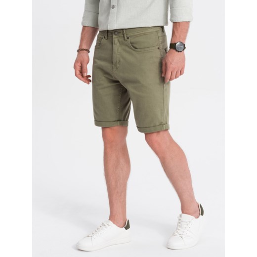 Szorty męskie CHINO - khaki V14 OM-SRDS-0103 M ombre wyprzedaż