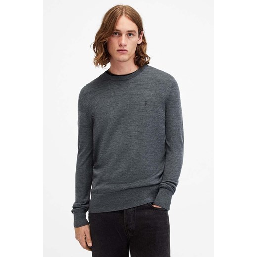 AllSaints sweter wełniany MODE męski kolor granatowy  M002KZ ze sklepu ANSWEAR.com w kategorii Swetry męskie - zdjęcie 176283294