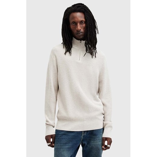 AllSaints sweter z domieszką wełny ASPEN męski kolor szary z golferm M090KB ze sklepu ANSWEAR.com w kategorii Swetry męskie - zdjęcie 176283634