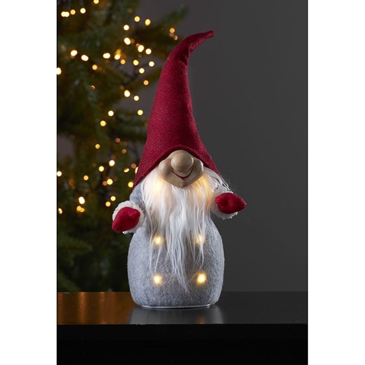 STAR Trading Figurka dekoracyjna LED w kolorze szaro-czerwonym - wys. 40 x Ø 12 cm ze sklepu Limango Polska w kategorii Dekoracje bożonarodzeniowe - zdjęcie 176284594