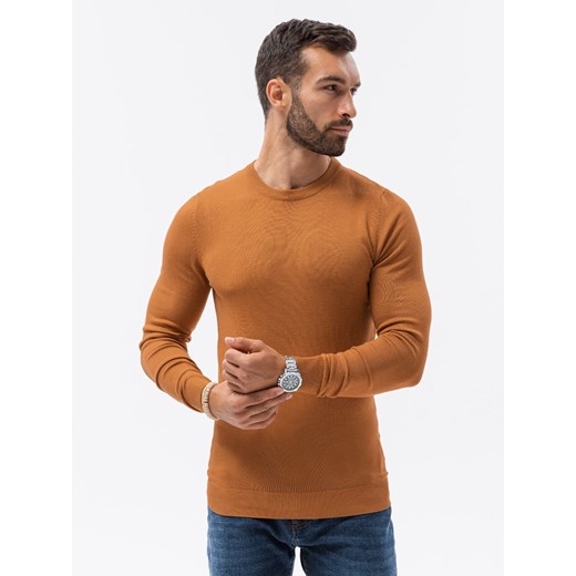 Elegancki sweter męski - camel V12 E177 ze sklepu ombre w kategorii Swetry męskie - zdjęcie 176288831