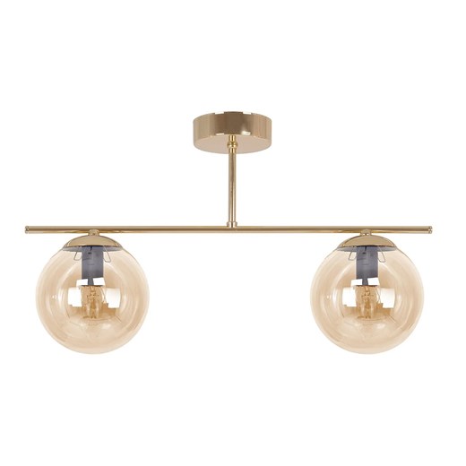 Złoto-bursztynowa lampa sufitowa z 2 szklanymi kloszami - A671 G0-A82 ze sklepu Edinos.pl w kategorii Lampy sufitowe - zdjęcie 176289801