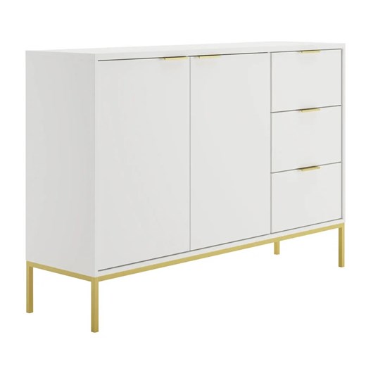 Komoda w stylu glamour z 3 szufladami biały + złoty - Pascal 3X ze sklepu Edinos.pl w kategorii Komody - zdjęcie 176290050