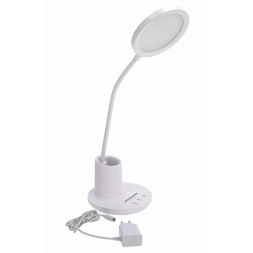 Biała lampka dotykowa LED z przybornikiem - T9-B01 ze sklepu Edinos.pl w kategorii Lampy stołowe - zdjęcie 176290080