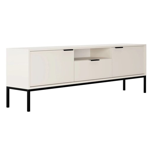 Biała Szafka Pod Tv Na Czarnych Nóżkach 175 Cm F4-D82 ze sklepu Edinos.pl w kategorii Szafki RTV - zdjęcie 176290100