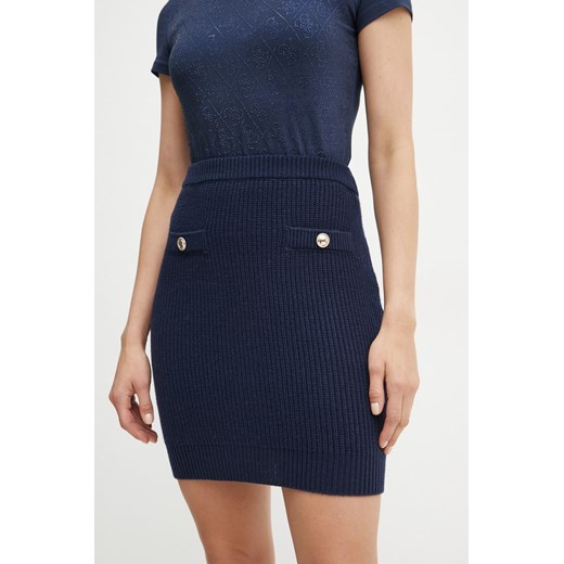 Guess spódnica z domieszką wełny ZYLEE kolor granatowy mini prosta W4BD64 Z2WX0 ze sklepu ANSWEAR.com w kategorii Spódnice - zdjęcie 176293262
