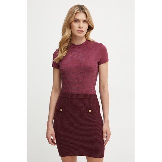 Guess t-shirt damski kolor bordowy W4BI26 J1314 ze sklepu ANSWEAR.com w kategorii Bluzki damskie - zdjęcie 176293280