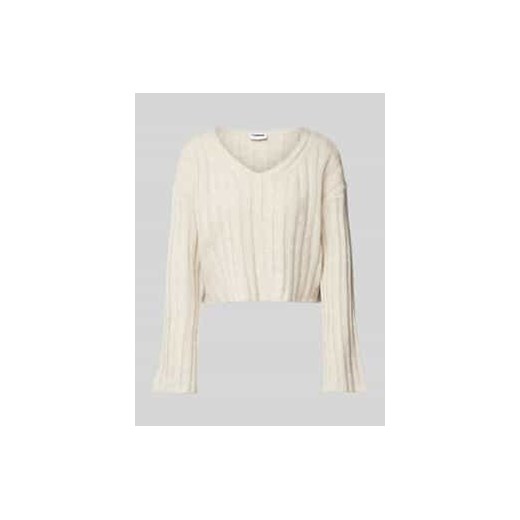 Sweter z dzianiny krótki z dekoltem w serek model ‘NINA’ ze sklepu Peek&Cloppenburg  w kategorii Swetry damskie - zdjęcie 176295283