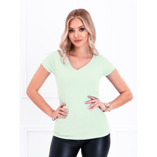 T-shirt damski basic 002SLR - limonkowy ze sklepu Edoti w kategorii Bluzki damskie - zdjęcie 176296781