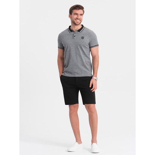 Szorty męskie SLIM FIT ze strukturalnej dzianiny - czarne V2 OM-SRCS-0126 XXL promocyjna cena ombre