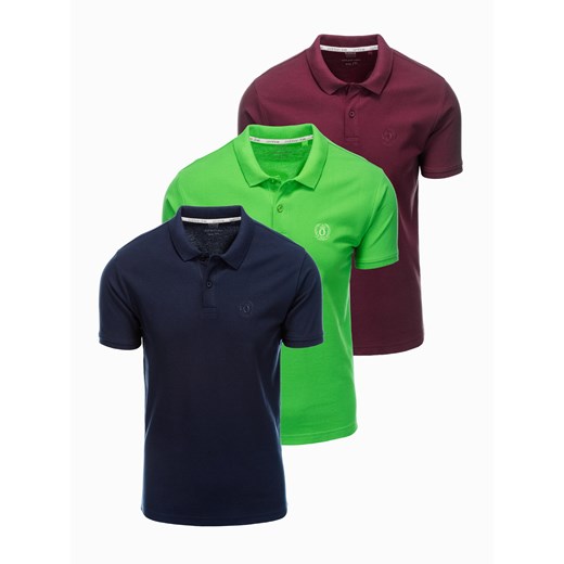 Zestaw koszulek męskich polo z dzianiny pique 3-pak - mix V12 Z28 L ombre