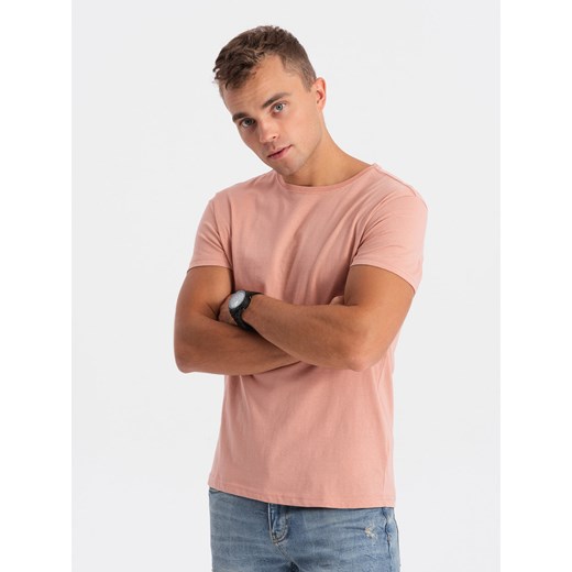 T-shirt męski bawełniany BASIC - różowy V9 S1370 ze sklepu ombre w kategorii T-shirty męskie - zdjęcie 176298191