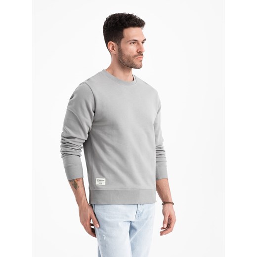 Bluza męska dresowa BASIC z okrągłym dekoltem - szara V8 OM-SSBN-0175 XXL ombre