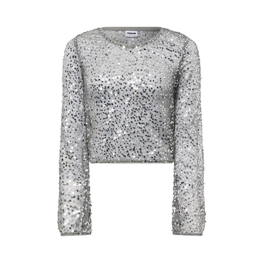 Noisy May Damska koszulka z długim rękawem - NMPaila Kobiety srebrny wypukły wzór tkaniny ze sklepu vangraaf w kategorii Bluzki damskie - zdjęcie 176299231