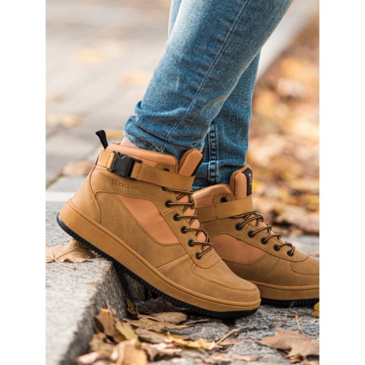 Buty męskie sneakersy za kostkę - camel V3 T317 ze sklepu ombre w kategorii Buty zimowe męskie - zdjęcie 176299772