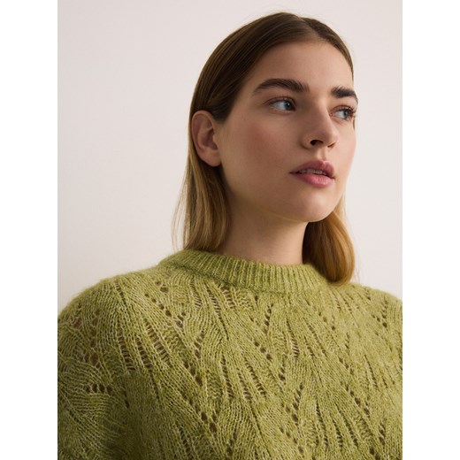 Reserved - Sweter z wełną - oliwkowy Reserved S Reserved