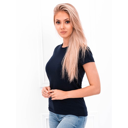 T-shirt damski basic 001SLR - granatowy ze sklepu Edoti w kategorii Bluzki damskie - zdjęcie 176302243