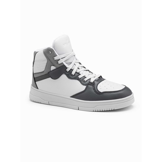 Buty męskie sneakersy z wysoką cholewką – szare V2 OM-FOSH-0139 ze sklepu ombre w kategorii Buty sportowe męskie - zdjęcie 176302471