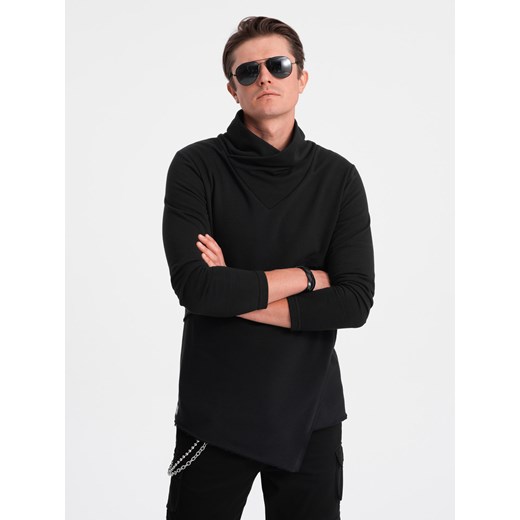 Bluza męska z dużym kołnierzem OSLO - czarna B1366 XL ombre