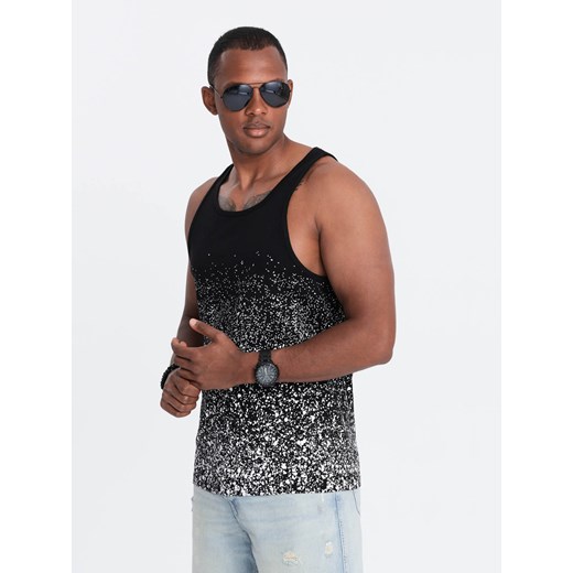 Męski tank top bawełniany z gradientowym nadrukiem - czarny V2 OM-TSTT-22SS-001 L ombre