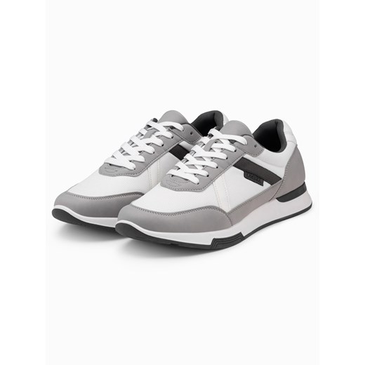 Męskie buty sneakersy z siateczką mesh - szare V2 OM-FOSL-0153 41 wyprzedaż ombre