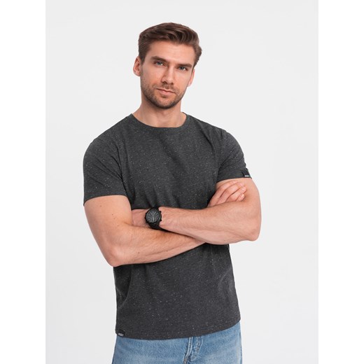 T-shirt męski z ozdobnym efektem confetti - czarny V5 OM-TSCT-0178 ze sklepu ombre w kategorii T-shirty męskie - zdjęcie 176307680