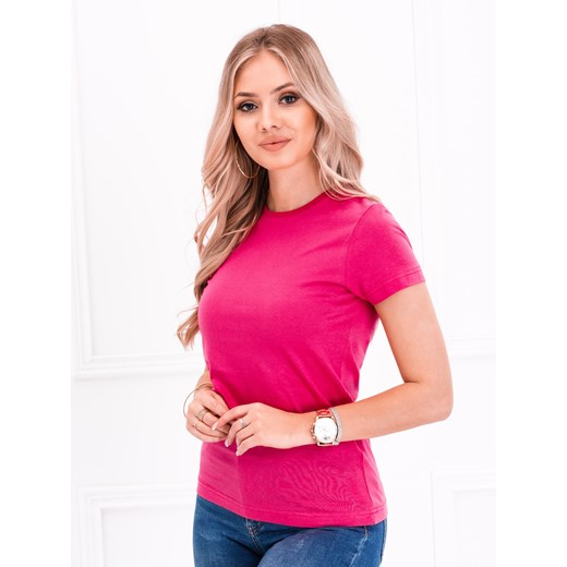 T-shirt damski basic 001SLR - różowy Edoti M Edoti