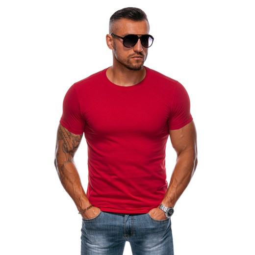 T-shirt męski basic EM-TSBS-0100 - czerwony ze sklepu Edoti w kategorii T-shirty męskie - zdjęcie 176308814