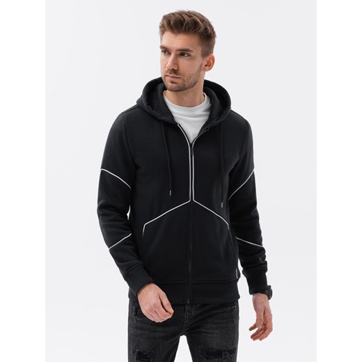 Bluza męska rozpinana z kapturem - czarna V1 B1421 ze sklepu ombre w kategorii Bluzy męskie - zdjęcie 176309494