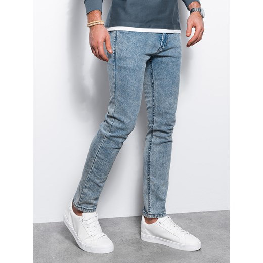 Spodnie męskie jeansowe SKINNY FIT - jasnoniebieskie V2 P1062 XL promocja ombre
