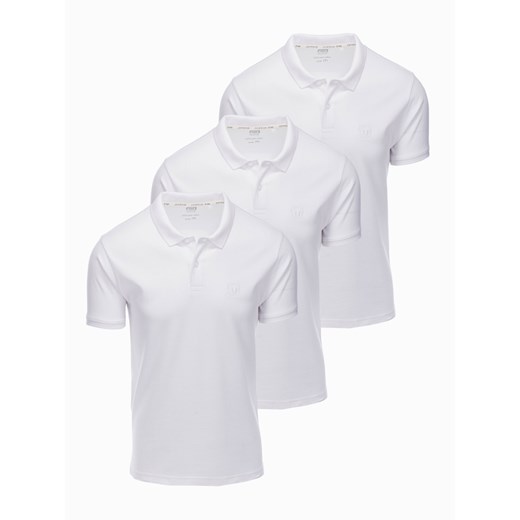 Zestaw koszulek męskich polo z dzianiny pique 3-pak - biały V9 Z28 ze sklepu ombre w kategorii T-shirty męskie - zdjęcie 176309570