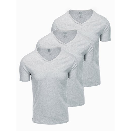 Zestaw koszulek bawełnianych V-NECK 3-pak - szary melanż V10 Z29 ze sklepu ombre w kategorii T-shirty męskie - zdjęcie 176309702