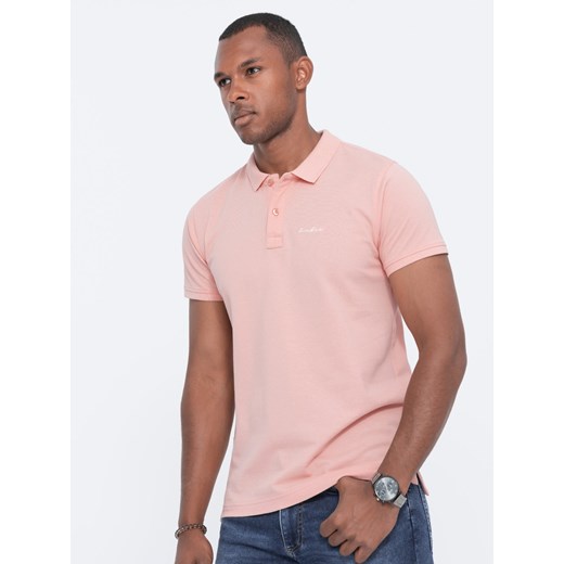 Koszulka polo z dzianiny pique - jasnoróżowa V5 S1746 S ombre