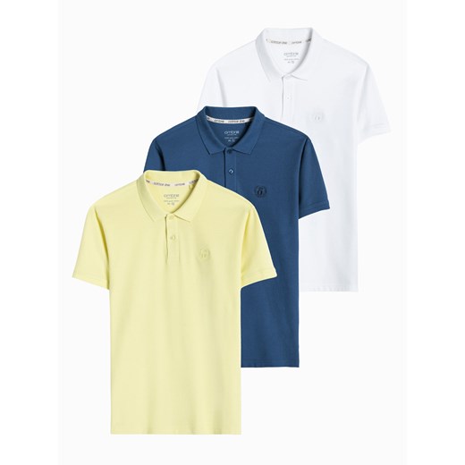 Zestaw koszulek męskich polo z dzianiny pique 3-pak - mix V16 Z28 ze sklepu ombre w kategorii T-shirty męskie - zdjęcie 176311952