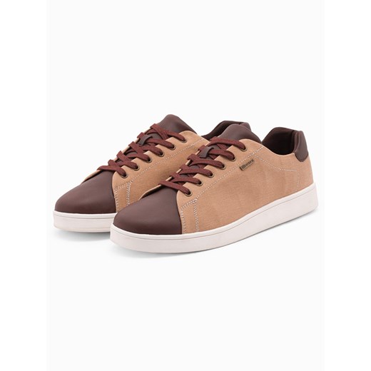 Buty męskie sneakersy z łączonych materiałów - brązowe V1 OM-FOCS-0108 ze sklepu ombre w kategorii Trampki męskie - zdjęcie 176313432
