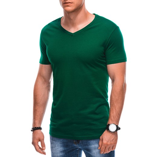 T-shirt męski basic V-neck EM-TSBS-0101 - zielony V11 ze sklepu Edoti w kategorii T-shirty męskie - zdjęcie 176313632