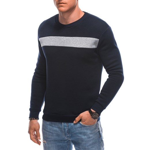 Bluza męska bez kaptura 1598B - granatowa ze sklepu Edoti w kategorii Bluzy męskie - zdjęcie 176313711