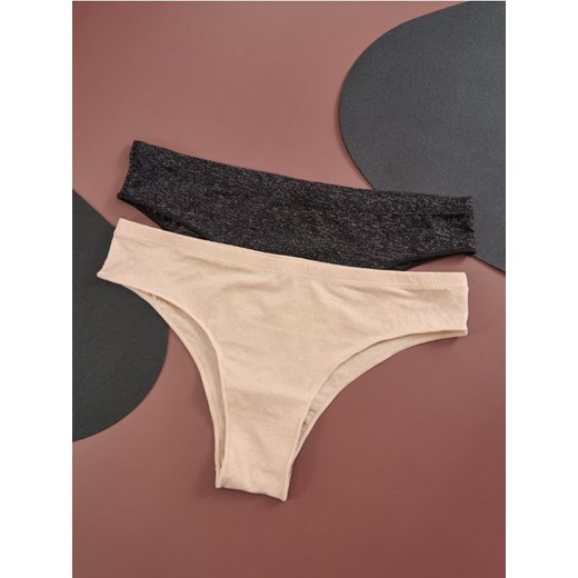 Sinsay - Majtki 2 pack - beżowy ze sklepu Sinsay w kategorii Majtki damskie - zdjęcie 176315020