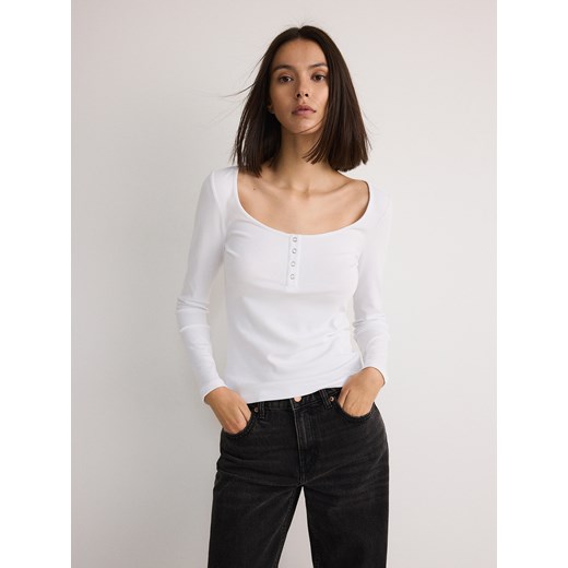 Reserved - Longsleeve z modalem - biały Reserved L Reserved