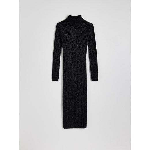 Reserved - Dzianinowa sukienka z drobinkami - czarny Reserved L Reserved