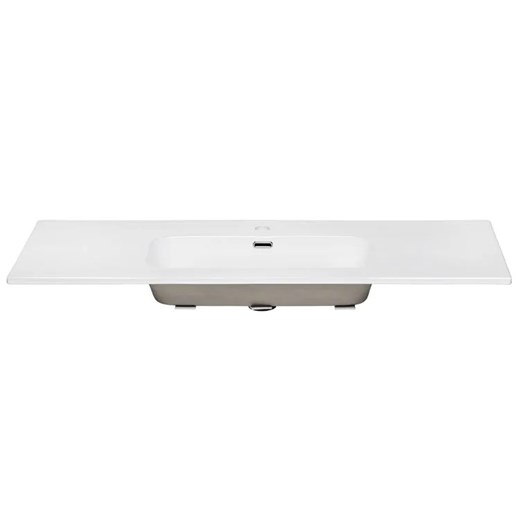 Biała prostokątna ceramiczna umywalka meblowa 120 cm L6-B17 ze sklepu Edinos.pl w kategorii Meble łazienkowe - zdjęcie 176316870