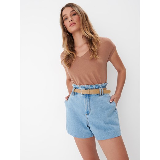 Mohito - Brązowy t-shirt z krótkim rękawem - beżowy Mohito M okazyjna cena Mohito