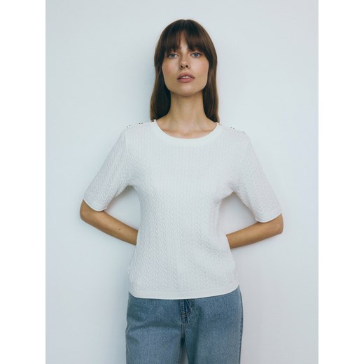 Reserved - Sweter z wiskozą - złamana biel ze sklepu Reserved w kategorii Swetry damskie - zdjęcie 176318691