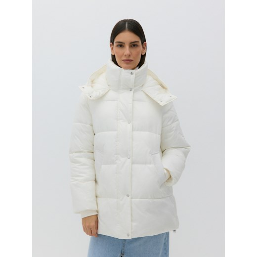 Reserved - Pikowana kurtka z kapturem - kremowy Reserved XS Reserved