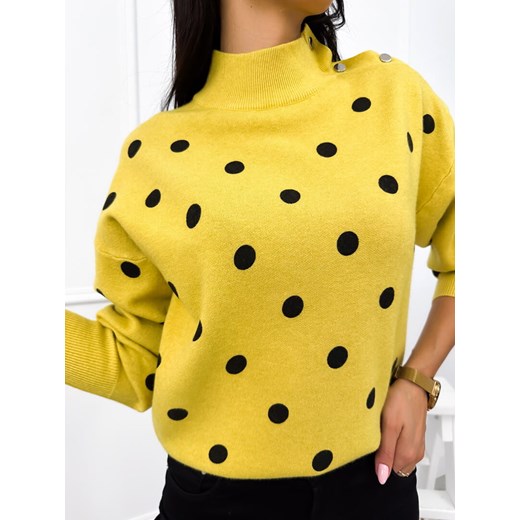 Żółty Sweterek w Grochy Modnakiecka.pl L/XL ModnaKiecka.pl
