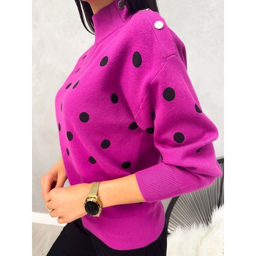 Fioletowy Sweterek w Grochy Modnakiecka.pl S/M ModnaKiecka.pl