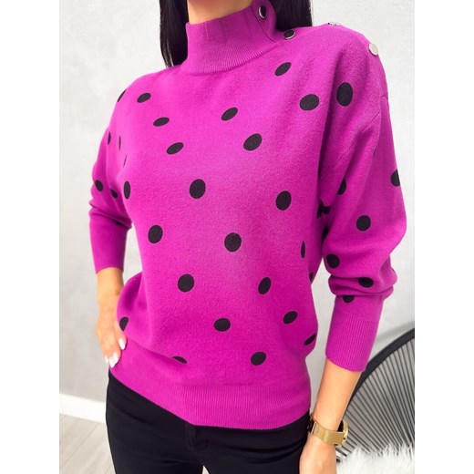 Fioletowy Sweterek w Grochy Modnakiecka.pl L/XL ModnaKiecka.pl